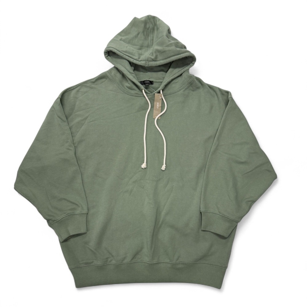 J Crew University Terry‎ Oversized Hoodie Womens Medium NWT Green Pullover